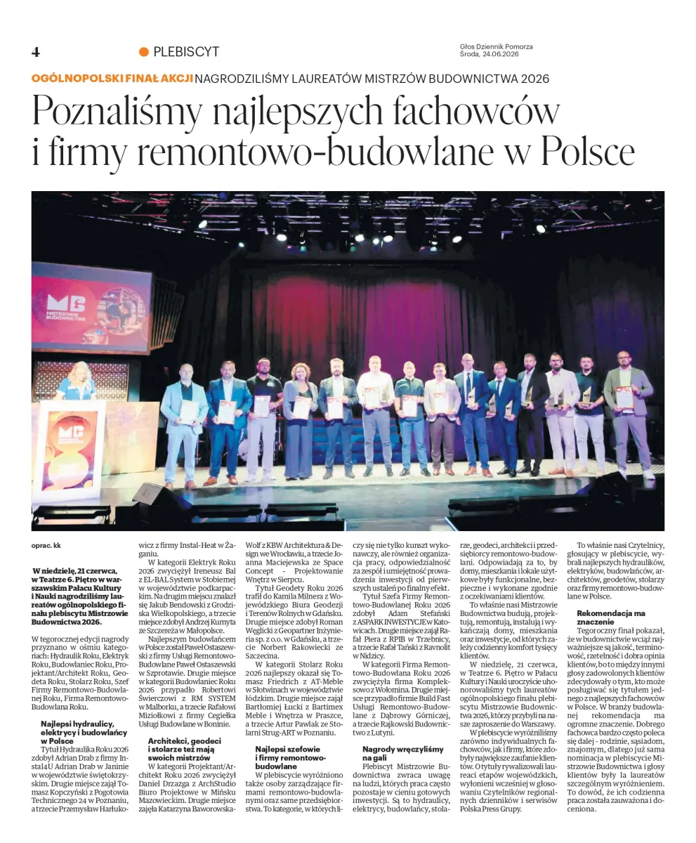 Mistrzowie Budownictwa / Głos Dziennik Pomorza
